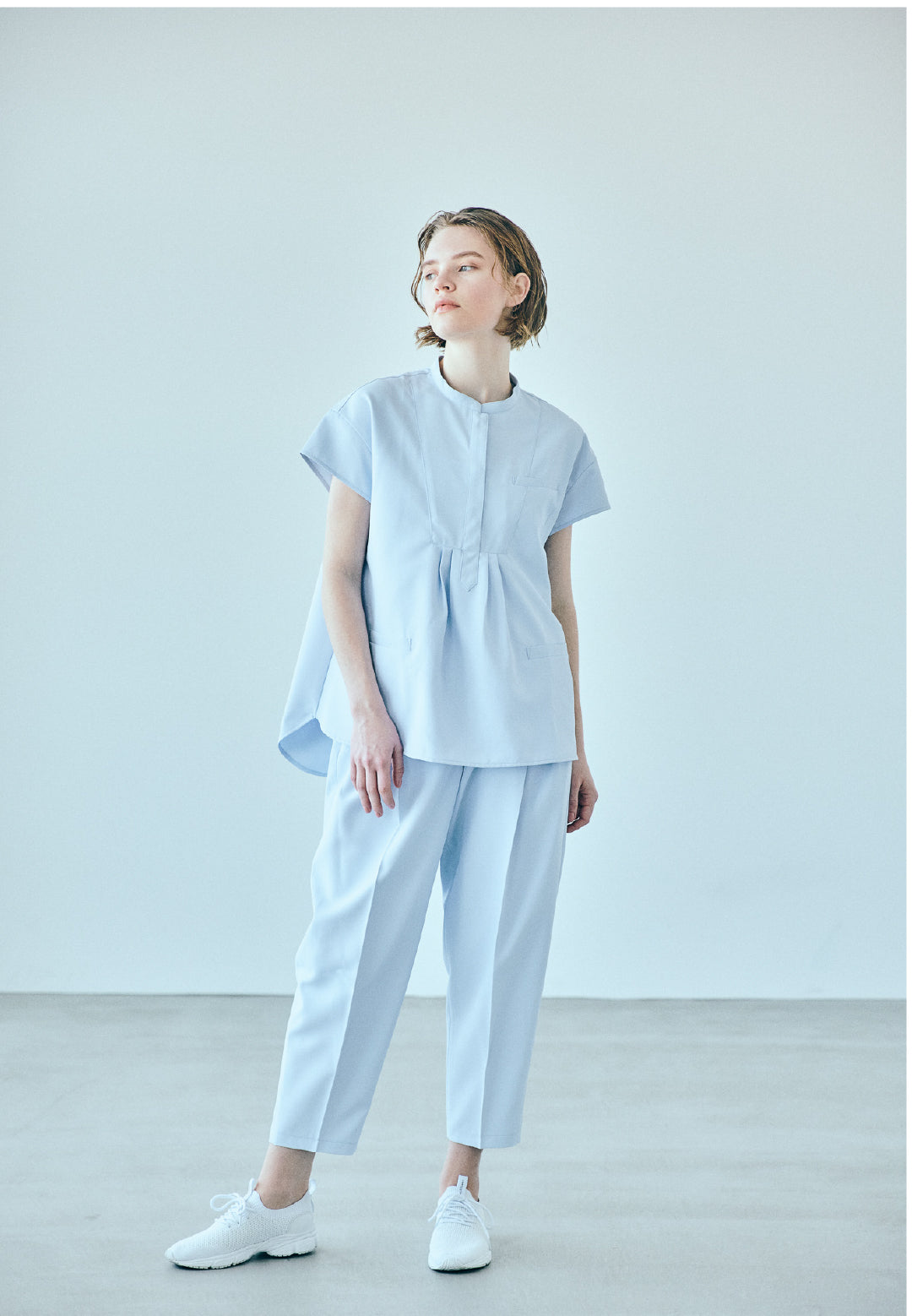 チュニック トップス ダイアゴナル スタンドカラー 66-196308