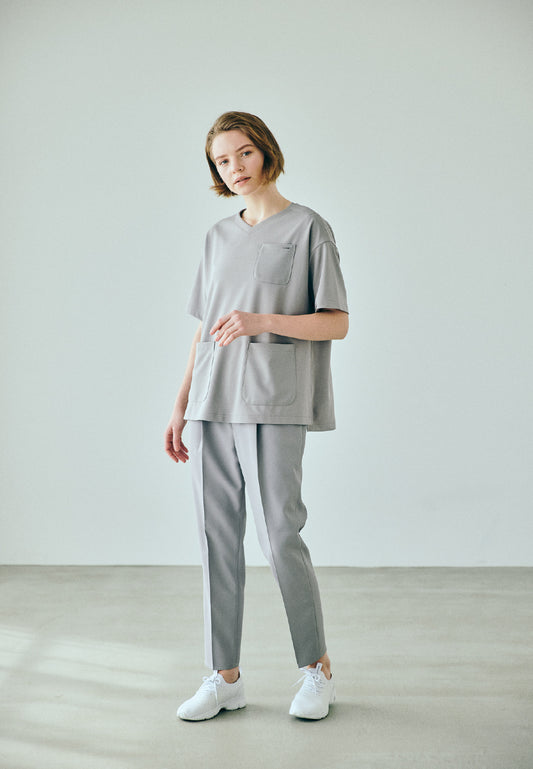 スクラブトップス ストレッチ オーバーサイズ V-NECK 66-196310